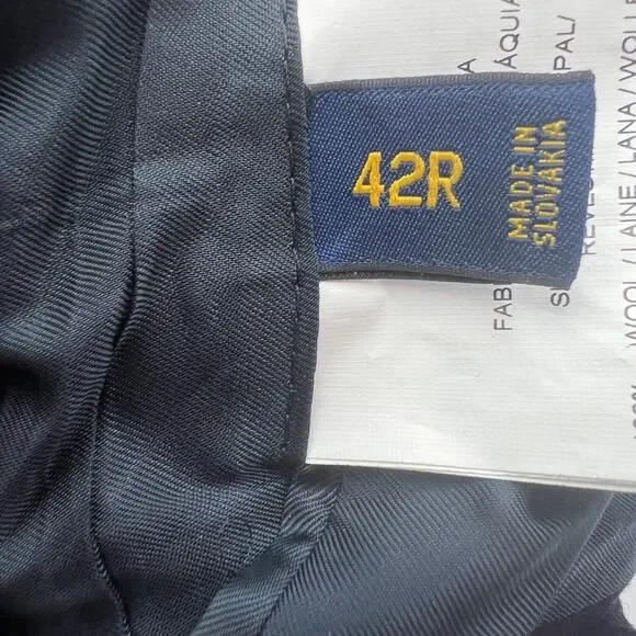 Polo Ralph Lauren Wool Navy Blazer With Leather Elbow Patches